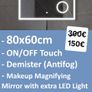 LED Bathroom Mirror 80x60cm Makeup Antifog Image 2