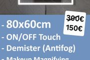 LED Bathroom Mirror 80x60cm Makeup Cosmetic Mirror Fogless