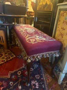 Stunning Antique Needlepoint Stool