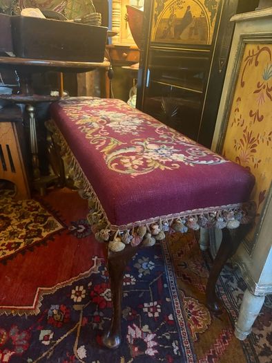Stunning Antique Needlepoint Stool