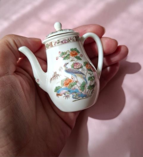 Vintage Wedgwood Kutani Crane Miniature Coffee Pot with Lid Bone China