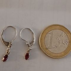 Vintage Sterling Silver and Garnet Drop Earrings