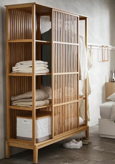 Open wardrobe with sliding door