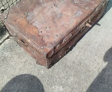 Vintage leather travel trunk