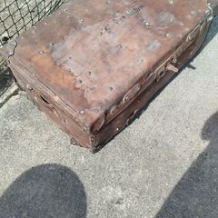Vintage leather travel trunk
