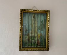 Antique Framed Tricenium View Changing Religious Art Wall Hanging Shadowbox