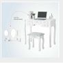 Elegant White Dressing Table 3 Oval Mirror with 7 Drawers Image 3