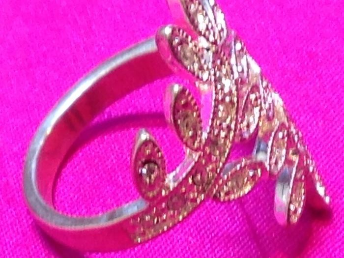 Vintage Crystal Leaf Ring