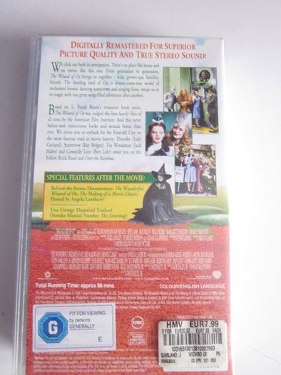 The Wizard of Oz VHS Tape 1939