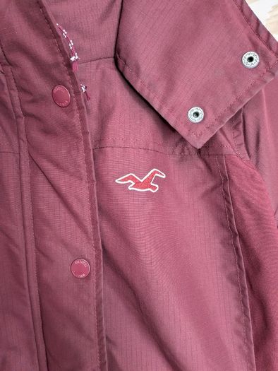 Hollister Womens Burgundy All Weather Hooded Jacket Coat Size M UK 12
