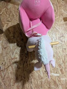 Puggle Plush Wooden Rocking Unicorn Seat  - Pink