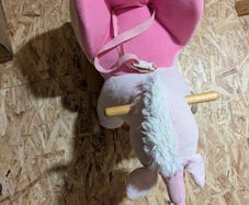 Puggle Plush Wooden Rocking Unicorn Seat  - Pink