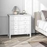 Modern Chest of Drawers, 5 Drawer Storage Cabinet with Metal Handles and Runners for Bedroom, White Image 2