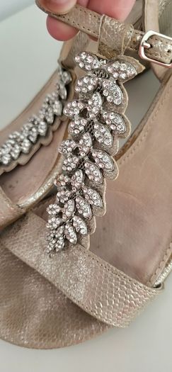 MODA in PELLE leather jewelled sandals with low platform Sz 41 (Fit 7- 7.5 UK)