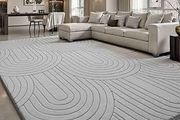 Rugs Living Room 240x300cm,3D Semicircular pattern Grey Area Rugs for Bedroom,Extra Large Rugs for living room,Machine Washable Anti Slip Short Pile Rug for Kids Room Bedroom