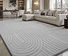 Rugs Living Room 240x300cm,3D Semicircular pattern Grey Area Rugs for Bedroom,Extra Large Rugs for living room,Machine Washable Anti Slip Short Pile Rug for Kids Room Bedroom