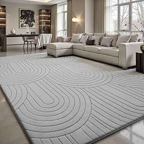 Rugs Living Room 240x300cm,3D Semicircular pattern Grey Area Rugs for Bedroom,Extra Large Rugs for living room,Machine Washable Anti Slip Short Pile Rug for Kids Room Bedroom