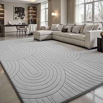 Rugs Living Room 240x300cm,3D Semicircular pattern Grey Area Rugs for Bedroom,Extra Large Rugs for living room,Machine Washable Anti Slip Short Pile Rug for Kids Room Bedroom