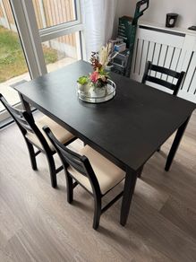 IKEA Lerhamn Dining Table (Black) & 4 Padded Chairs