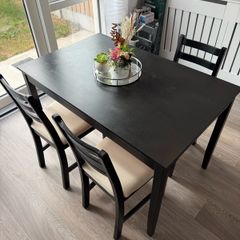 IKEA Lerhamn Dining Table (Black) & 4 Padded Chairs