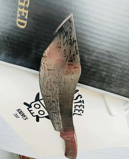 Kitchen Knife Persian style with Engraved viking symbols by Di'Casteel