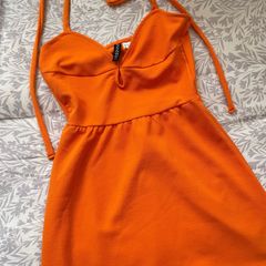 Orange halter neck dress