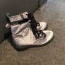 Silver/grey velvet look boots Image 2