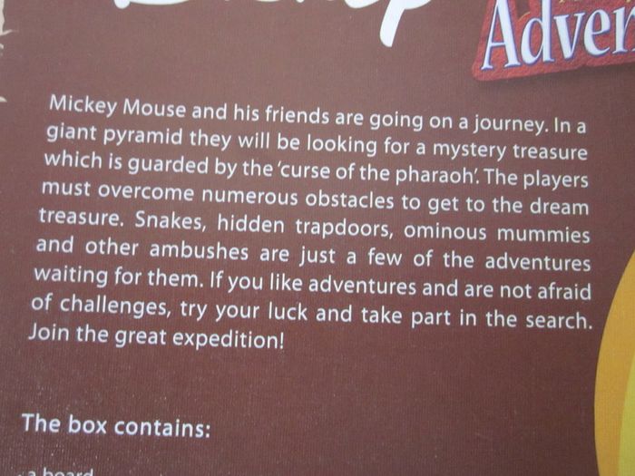 Disney Mickey's Adventures The Curse of the Pharaoh Spatial Board Game