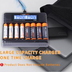 USB-C  8-Slot Smart Batteries Charger for AA  And AAA