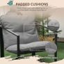 Garden Furniture Set, 1 Glass Table, 2 Armchairs, 1 Sofa, Weather-Resistant, 114cm x 70cm x 67cm, Gray + Black Image 3