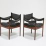 Vintage Set of 8 Rosewood and Black Leather Dining Chairs by Kristian Solmer Vedel, 1960s. Image 5