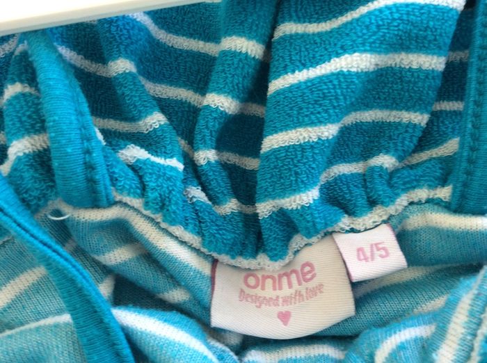 Beautiful girls turquoise towelling summer beach dress by Onme Age 4 - 5