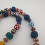 Antique Venetian African Style MultiColor Polka Dotted & Chevron Glass Beads Necklace Image 10