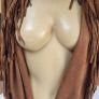 Brown Fringe Suedette Wrap Scarf Image 2
