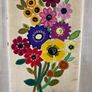 Vintage Yarn Crewel Embroidered Flowers SIGNED E W Image 5