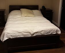 Dark Wood double bed and mattress