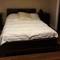 Dark Wood double bed and mattress