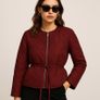 Burgundy Quilted Jacket - H&M - Size S Image 2