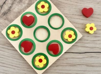 Wooden tic tac toe game