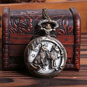 Vintage Style Wolf Pocket Watch