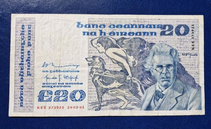 Ireland 1981 W.B. Yeats 20 pound banknote