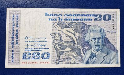 Ireland 1981 W.B. Yeats 20 pound banknote
