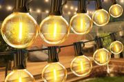Outdoor Lights Mains Powered - 65.5FT 20M G40 Garden Outside Festoon Lights Mains Powered with Shatterproof LED Bulbs Hanging Patio Lighting for Indoor and Waterproof