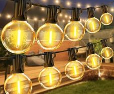 Outdoor Lights Mains Powered - 65.5FT 20M G40 Garden Outside Festoon Lights Mains Powered with Shatterproof LED Bulbs Hanging Patio Lighting for Indoor and Waterproof