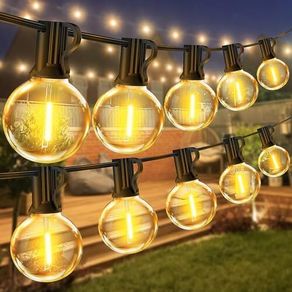 Outdoor Lights Mains Powered - 65.5FT 20M G40 Garden Outside Festoon Lights Mains Powered with Shatterproof LED Bulbs Hanging Patio Lighting for Indoor and Waterproof