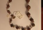 Fossilized coral & Swarovski crystal Pearls necklace