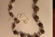 Fossilized coral &amp; Swarovski crystal Pearls necklace