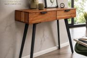 Solid Acacia Wood Console Table with 2 Drawers