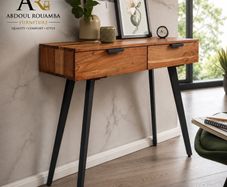 Solid Acacia Wood Console Table with 2 Drawers