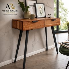 Solid Acacia Wood Console Table with 2 Drawers